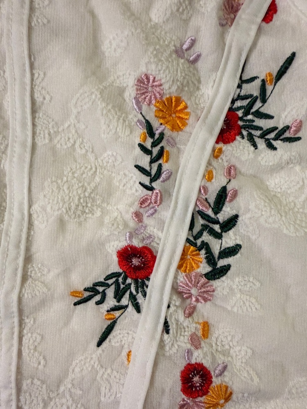 SHEIN White Floral Embroidered Crop Top - Picture 3 of 4